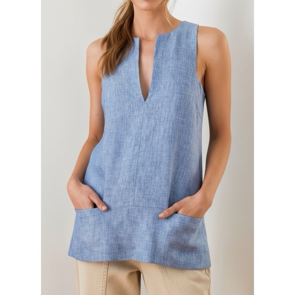 Emerson Fry Tops - EMERSON FRY A-Line Mod Top, Chambray Linen, XS